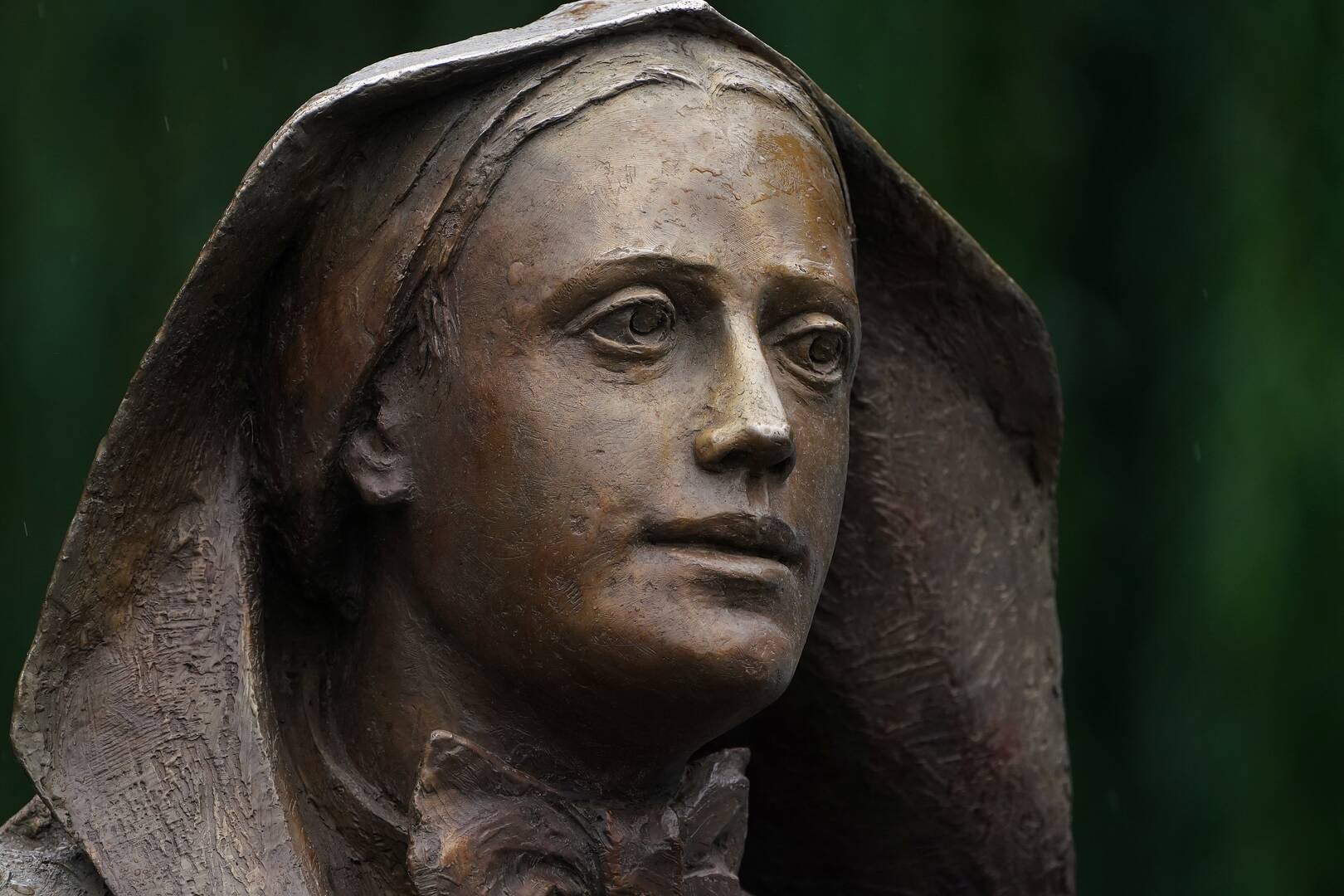 A statue of St. Frances Xavier Cabrini, patron of immigrants, is seen after its unveiling Oct. 12, 2020, in the Manhattan borough of New York City. (CNS photo/Carlo Allegri, Reuters)