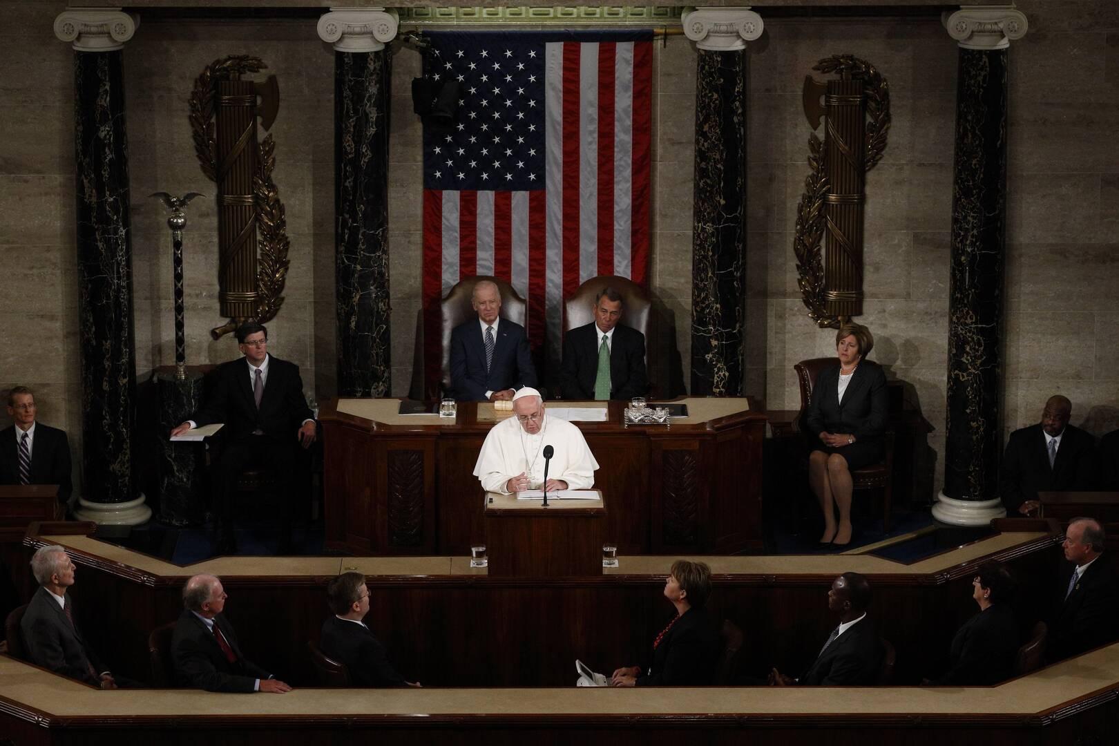 Pope Francis speaks in front of the president and other members of the us congress