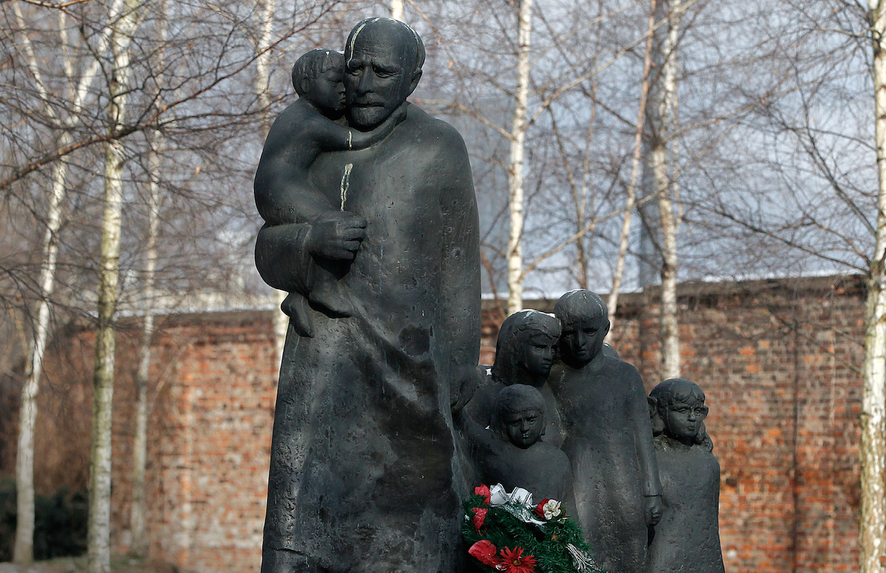 A memorial to Janusz Korczak, who died in the Treblinka death camp in 1942 together with the children of the Jewish orphanage that he ran in the Warsaw Ghetto. (AP Photo/Czarek Sokolowski)