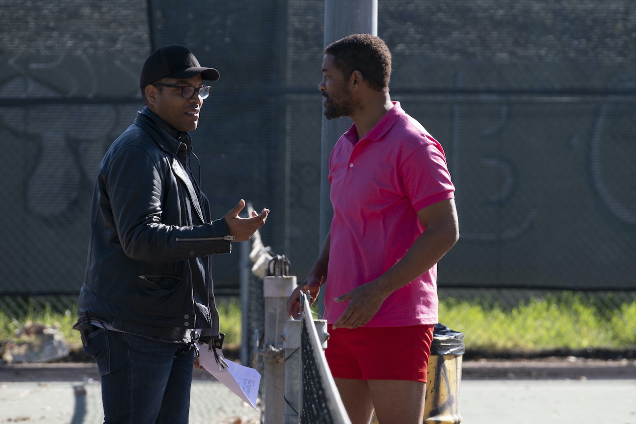 Director Reinaldo Marcus Green and Will Smith on the set of “King Richard.”