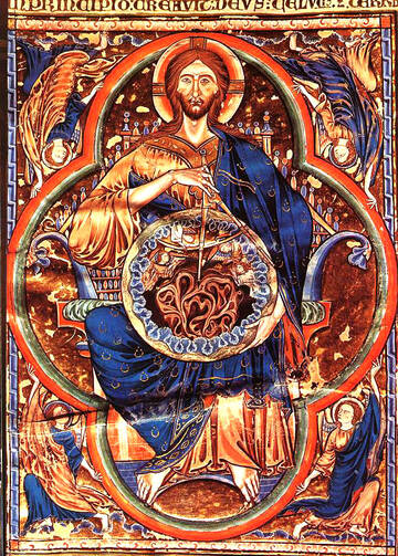 Christ in glory on parchment miniature, 1252