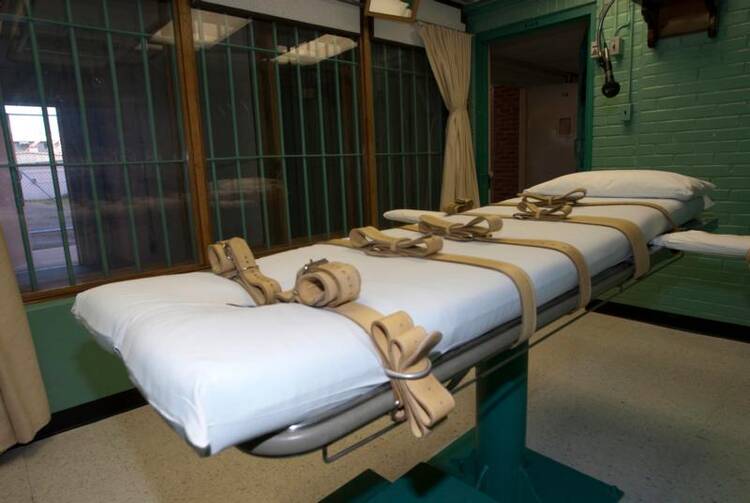 The death chamber table is seen in 2010 at the state penitentiary in Huntsville, Texas. (CNS photo/courtesy Jenevieve Robbins, Texas Department of Criminal Justice handout via Reuters) 