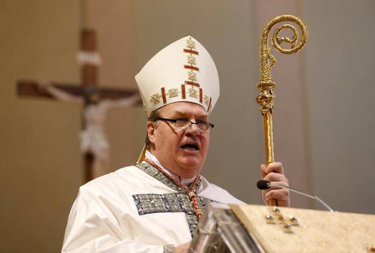 Cardinal Joseph W. Tobin of Newark, N.J., gives the homily during a Mass at which he took possession of his titular church of St. Mary of the Graces in Rome on Jan. 29. (CNS photo/Paul Haring)