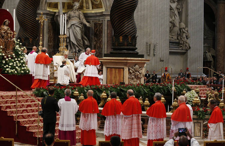 Pope Francis creates new cardinals during a consistory in St. Peter's Basilica at the Vatican on June 28. (CNS photo/Paul Haring) 
