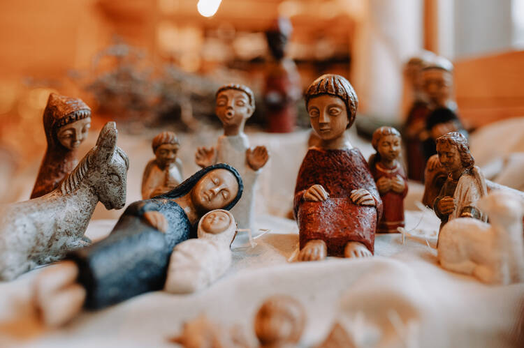 Christmas nativity hand made by religious in Spain