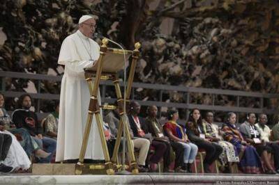 The most-read article of 2016 was on the remarks by Pope Francis at the popular movements gathering at the Vatican on Nov. 5, only a few days before the American presidential election. (L'Osservatore Romano/Pool Photo via AP)