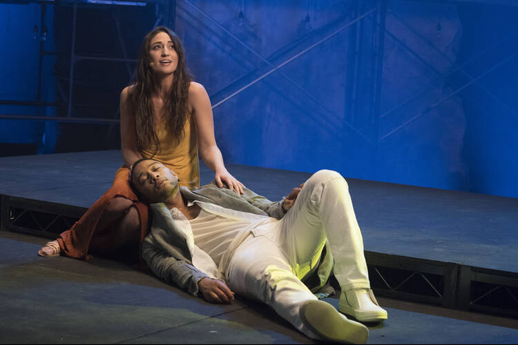  Sara Bareilles portrays Mary Magdalene and John Legend is Christ in the NBC production of "Jesus Christ Superstar Live in Concert," airing April 1. (CNS photo/Virginia Sherwood, courtesy NBC)