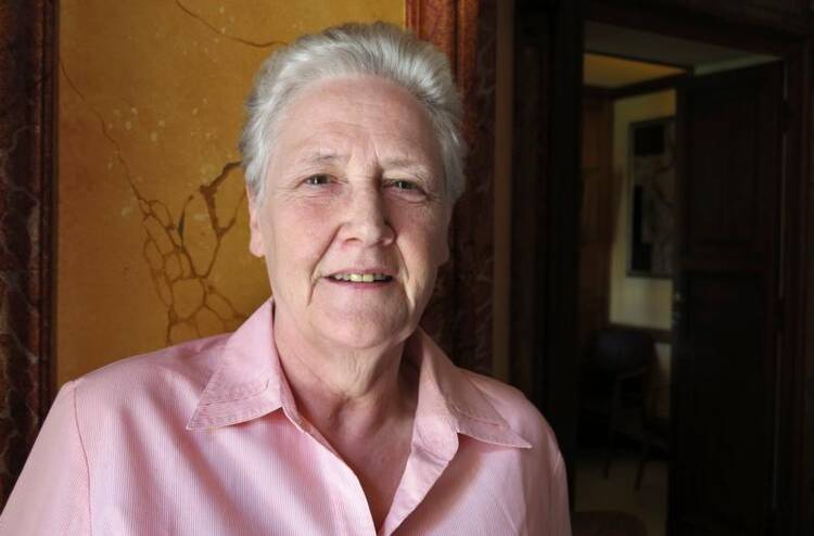 Marie Collins of Ireland, a survivor of clergy sexual abuse, is pictured in a 2014 photo. (CNS photo/Carol Glatz)