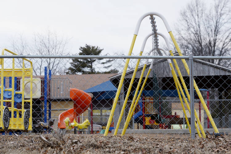 In this photo taken on Jan. 26, 2016, the empty playground at Trinity Lutheran Church in Columbia, Mo. (Annaliese Nurnberg/Missourian via AP)