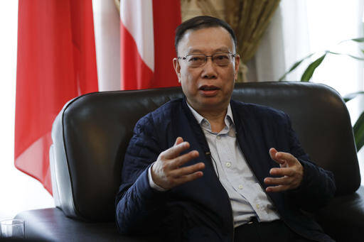Professor Huang Jiefu, Chairman of the Chinese National Organ Donation and Transplantation Committee, talks during an interview with The Associated Press, at the Chinese embassy to Italy, in Rome, Monday, Feb. 6, 2017. (AP Photo/Andrew Medichini)