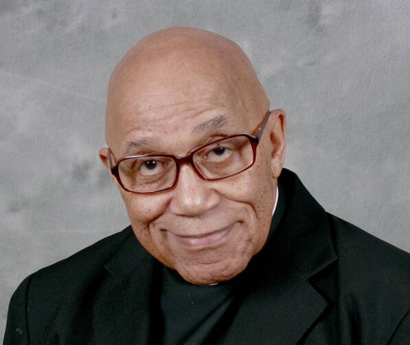 Father George Clements, retired pastor of Holy Angels Church in Chicago, died Nov. 25, 2019, at age 87. Father Clements was active in the civil rights movement and marched with the Rev. Martin Luther King Jr. in Chicago, Alabama and Mississippi. He also was a well-known advocate of adoption and adopted four sons. (CNS photo/Archdiocese of Chicago)
