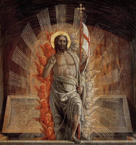 The Risen Christ is depicted in the painting "Resurrection" by 15th-century Italian master Andrea Mantegna (CNS/Bridgeman Images).