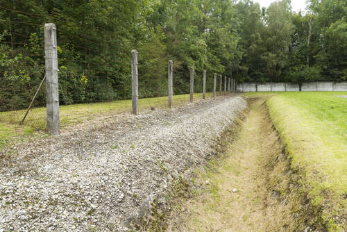 Ditch and fence, Dachau concentration camp 