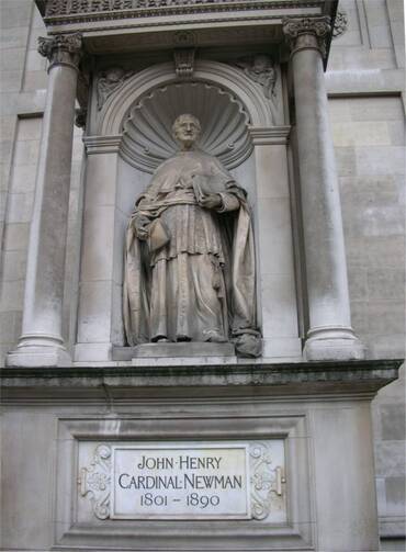 Statue of John Henry Newman at the Church of the Immaculate Heart of Mary. Courtesy of Wikimedia.