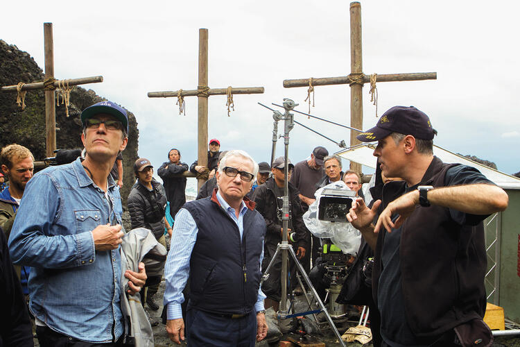 Director Martin Scorsese on the set of 'Silence'