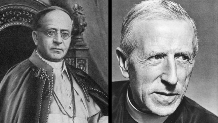 Pope Pius XI and Pierre Teilhard de Chardin, S.J. (Images: Wikimedia Commons/Composite: America)