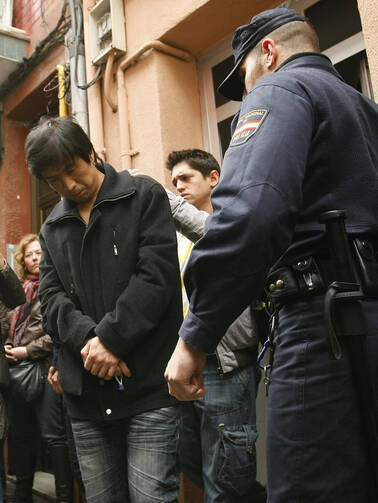 The aftermath of a raid on human traffickers in Barcelona, Spain.