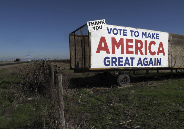 California Dreaming? A Donald Trump campaign sign along a highway near Los Banos, Calif. (AP Photo/Scott Smith)