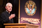 Cardinal Donald Wuerl, Archbishop of Washington, speaks during the Inititiave on Catholic Social Thought and Public Life inaugural event.