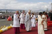Pope Francis celebrates Mass in Bicentennial Park in Quito, Ecuador, July 7. (CNS photo/Paul Haring) 