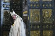 Pope Francis closes the Holy Door of St. Peter's Basilica before a Mass to conclude the Extraordinary Jubilee of Mercy at the Vatican Nov. 20. In concluding the Holy Year, the pope called for mercy to become a permanent part of the lives of believers. (CNS photo/Maria Grazia Picciarella, pool) 