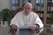 Pope Francis speaks in a recorded message for the TED event, "Countdown," in this still frame from a video released by the Vatican Oct. 10, 2020. The pope joined the global virtual event in support of solutions to climate change. (CNS photo/Vatican Press Office)