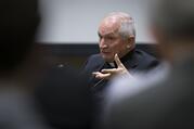 Archbishop Silvano Tomasi, an official in the Vatican's Dicastery for Promoting Integral Human Development, speaks Jan. 30, 2020, at The Catholic University of America in Washington. (CNS photo/Tyler Orsburn)