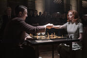 Marcin Dorocinski as Vasily Borgov and Anya Taylor-joy as Beth Harmon in “The Queen’s Gambit” (Phil Bray/Netflix). 