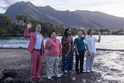 Murray Bartlett, Jolene Purdy, Natasha Rothwell, Lukas Gage in ‘The White Lotus’ (photograph by Mario Perez/HBO)