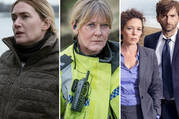 Kate Winselt in ‘Mare of Easttown,’ Sarah Lancashire in ‘Happy Valley’ and Olivia Coleman and David Tennant in ‘Broadchurch’ (photos: HBO/BBC/ITV)