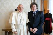 Francis has offered an example to follow in his public rapprochement with Javier Milei, the Argentine president who has repeatedly and caustically criticized the pope. They met at the Vatican on Feb. 12, 2024. (CNS photo/Vatican Media)
