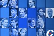 The 14 candidates for leader of the Conservative Party of Canada are featured on the party's website, with Kellie Leitch in the middle of the first row and Kevin O'Leary at the end of the second row.