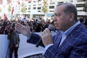 Turkey's President Recep Tayyip Erdogan addresses his supporters in Antalya, Turkey, on March 25, 2017. (Kayhan Ozer/Presidential Press Service, Pool Photo via AP)