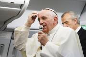 WHO AM I TO JUDGE? Pope Francis aboard the papal flight from Rio de Janeiro to Rome, July 28.