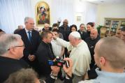 PRISON BREAK. Pope Francis blesses prisoners from Pisa and Pianosa jails during a private meeting, Feb.19.