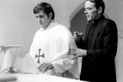 William J. O'Malley, S.J., right, as Father Dyer, in "The Exorcist." Jason Miller, left, played Father Damian Karras.