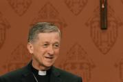 Archbishop Blase J. Cupich addresses media and other bishops during a news conference Sept. 20 at the Quigley Center in Chicago. (CNS photo/Karen Callaway, Catholic New World)