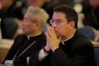 Bishop Oscar Cantu of Las Cruces, N.M., prays on Nov. 16 during the opening of the 2015 fall general assembly of the U.S. Conference of Catholic Bishops in Baltimore. (CNS photo/Bob Roller) 