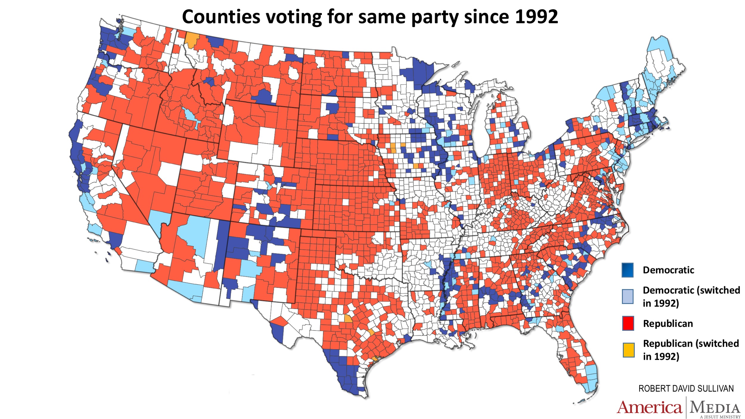 How The Red And Blue Map Evolved Over The Past Century America Magazine