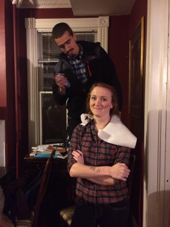 The author having her hair dyed