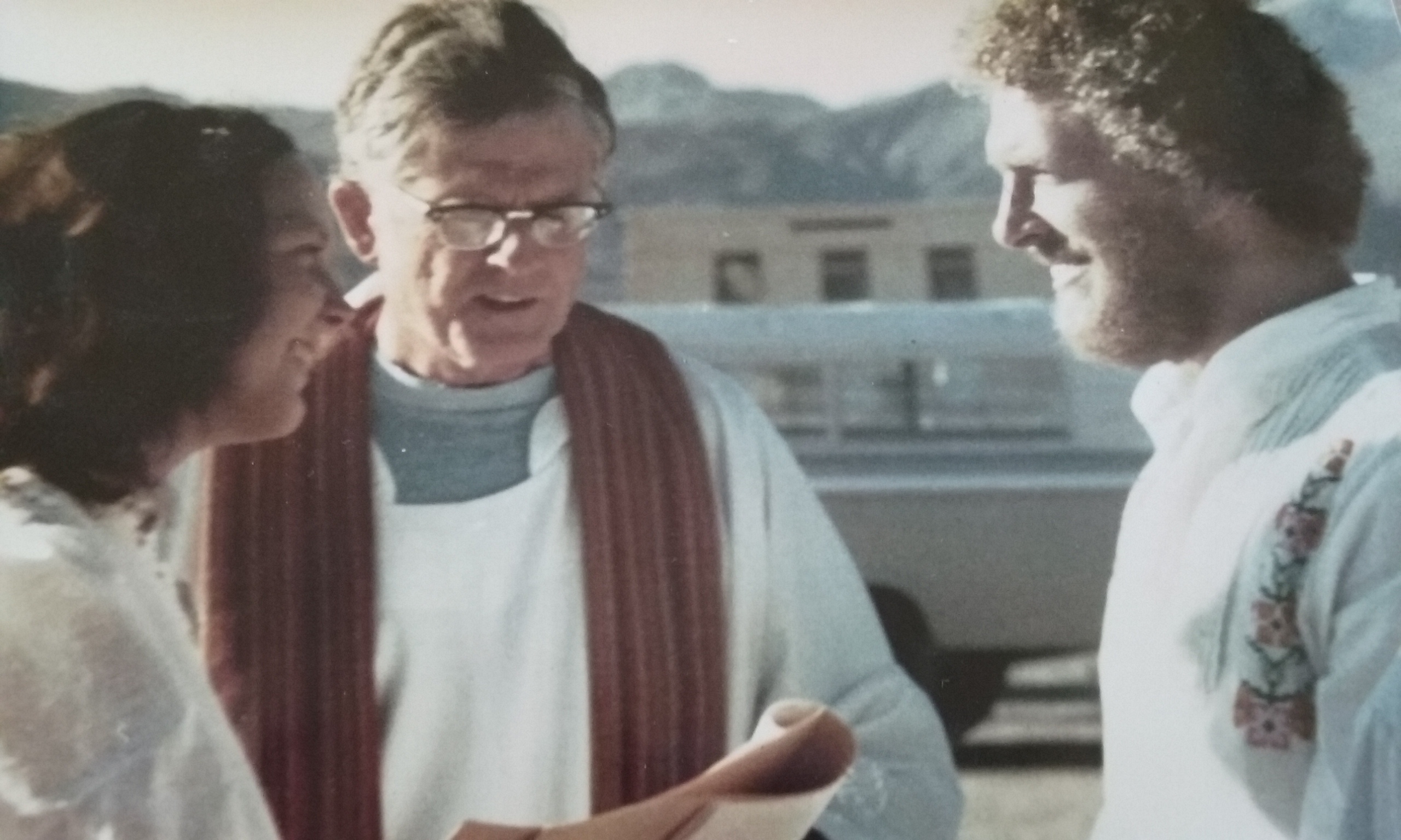 The author's parents and Fr. Rick Thomas