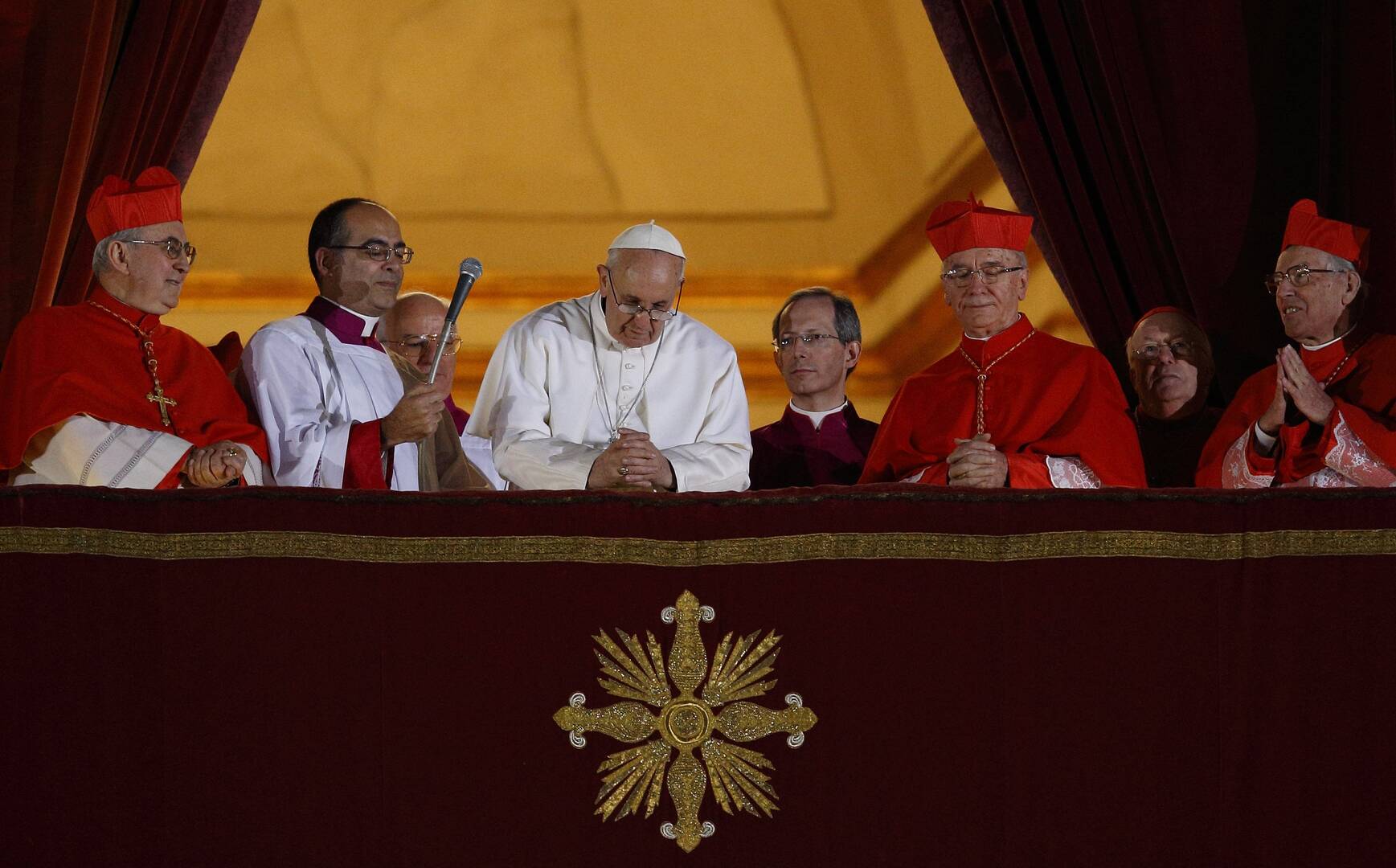 pope francis looks out in 2013 after he was elected pope