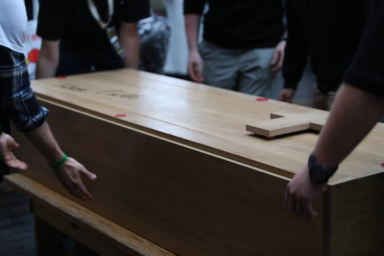 A coffin with the body of Blessed Pier Giorgio Frassati is seen after it was flown to Lednica in northwestern Poland for a June 7, 2025, youth meeting, marking a special occasion to pray to Frassati two months before his Aug. 3 canonization at the Vatican. (OSV News photo/courtesy Polish bishops’ conference)