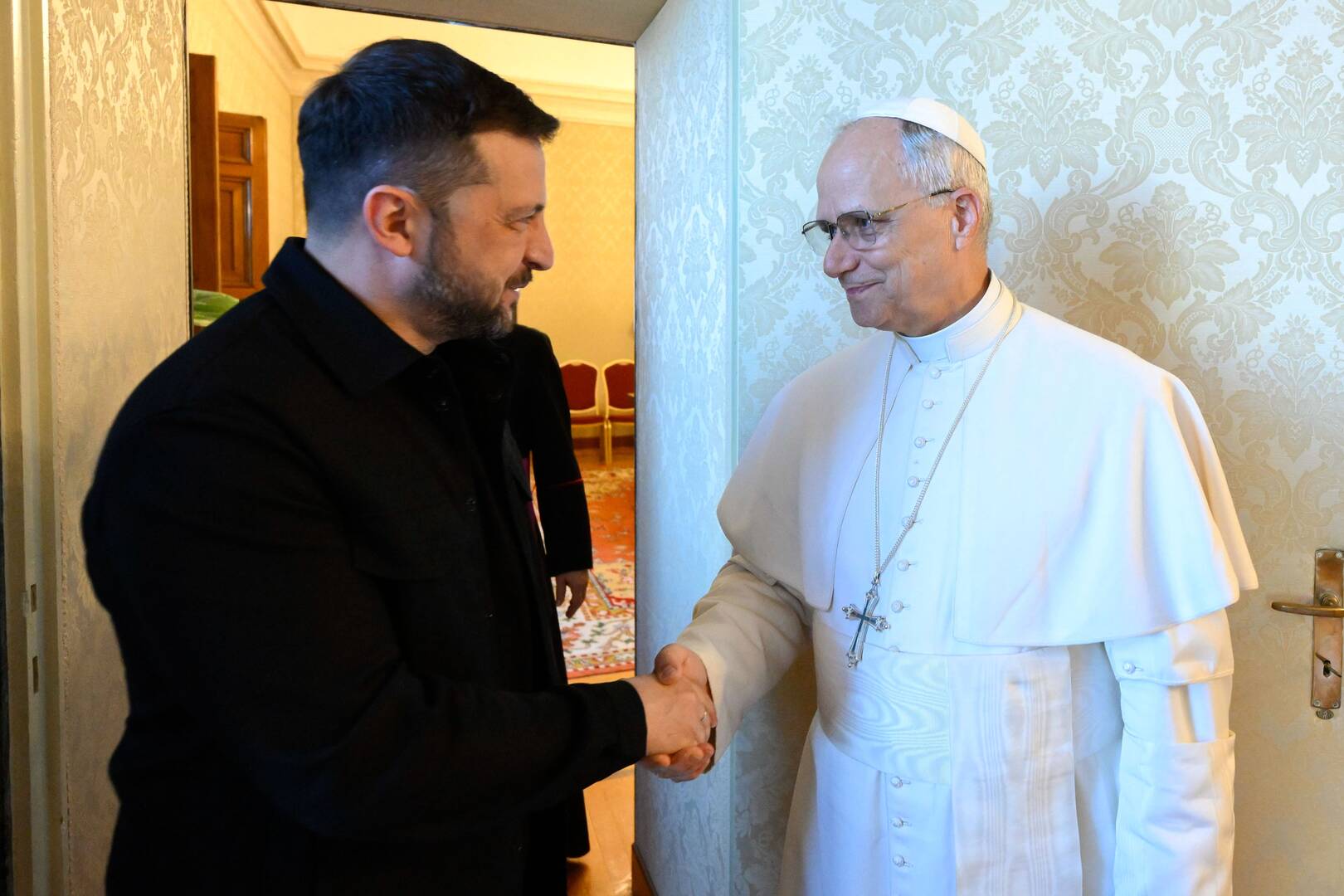 Pope Leo XIV meets with Ukrainian President Volodymyr Zelenskyy at the papal villa in Castel Gandolfo, Italy, July 9, 2025. (CNS photo/Vatican Media)