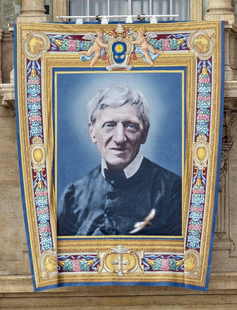 A banner of Blessed John Henry Newman hangs on the facade of St. Peter's Basilica at the Vatican Oct. 10, 2019, ahead of his Oct. 13 canonization. St. John Henry Newman was a British scholar, philosopher, writer and an Anglican priest before he was received into the Catholic Church. The Vatican announced July 31, 2025, that Pope Leo XIV has paved the way for St. John Henry Newman to become the newest doctor of the church. (CNS photo/Junno Arocho Esteves)