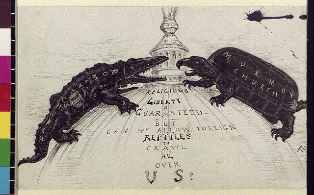 Anti-Catholic and anti-Mormon cartoon. Nast, Thomas, 1840-1902, artist. Source:Cabinet of American illustration (Library of Congress)
