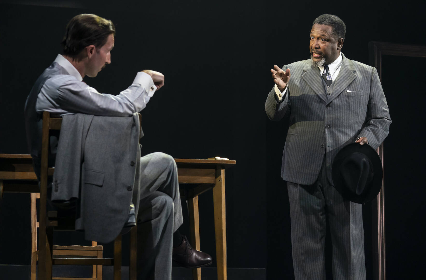 Blake DeLong and Wendell Pierce in “Death of a Salesman” (photo: Joan Marcus)