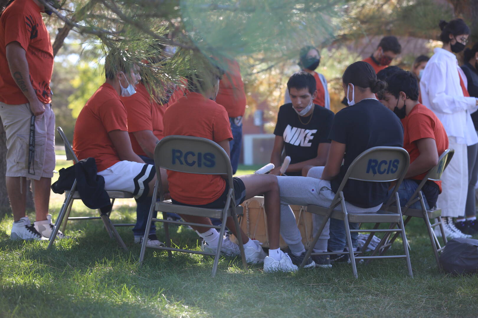 A prayer service at Red Cloud Indian School in commemoration of Orange Shirt Day and Indigenous Peoples' Day, Oct. 7, 2021.