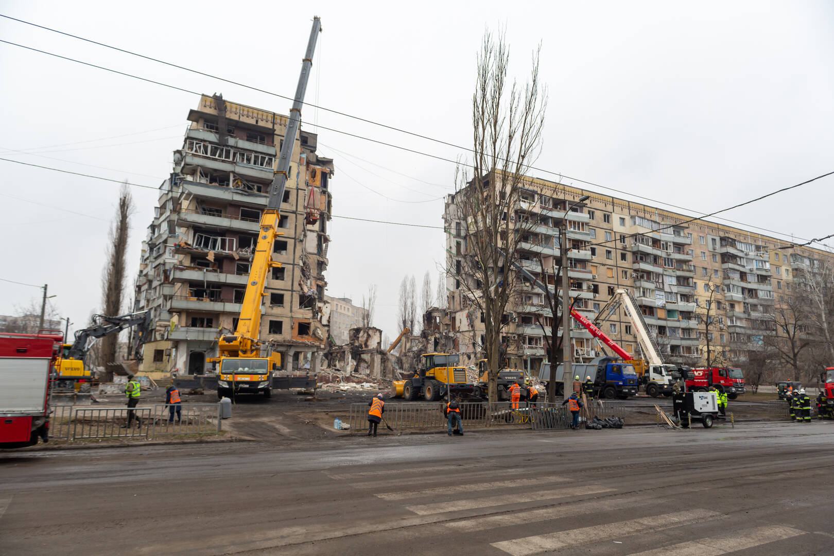 The aftermath of a devastating Russian missile strike on Jan. 14, 2023, in Dnipro. Photo courtesy of Caritas Ukraine.