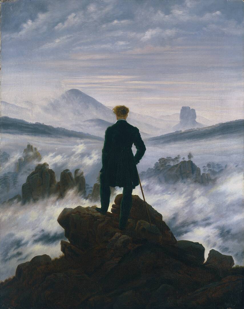 “Wanderer Above the Sea of Fog” (c. 1817) by Caspar David Friedrich (Hamburger Kunsthalle)